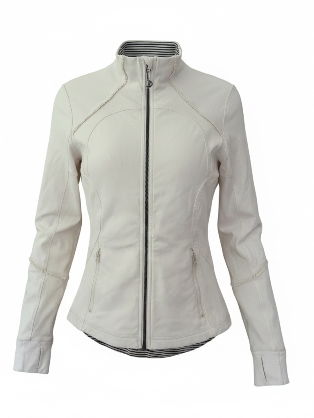 Lululemon Define Jacket White Ivory Size 8 Luon Full Zip Thumbholes Athleisure